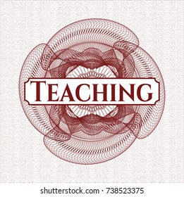 Red passport rossete with text Teaching inside