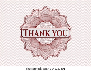 Red passport rossete with text Thank you inside