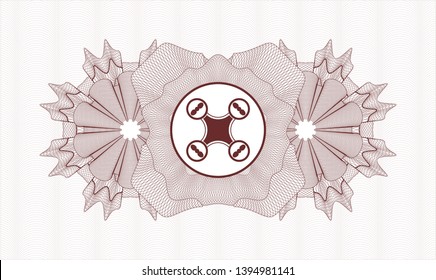 Red passport style rosette with air drone icon inside