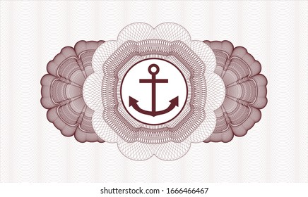 Red passport style rosette with anchor icon inside