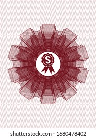 Red passport style rosette with business ribbon icon inside