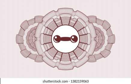Red passport style rosette with dumbbell icon inside