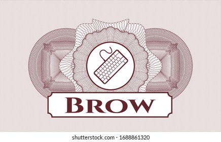 Red passport style rosette with keyboard icon and Brow text inside