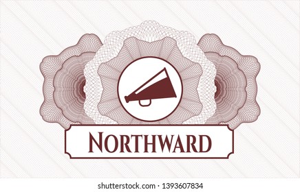 Red passport style rosette with megaphone icon and Northward text inside