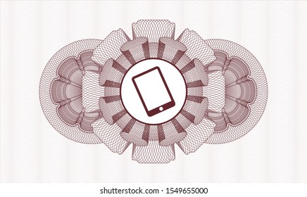 Red passport style rosette with mobile phone icon inside