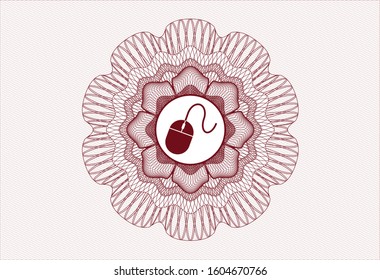 Red passport style rosette with mouse icon inside