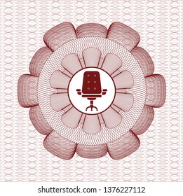 Red passport style rosette with office chair icon inside