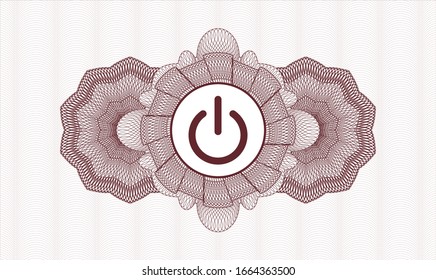 Rosette estilo pasaporte rojo con icono de alimentación dentro