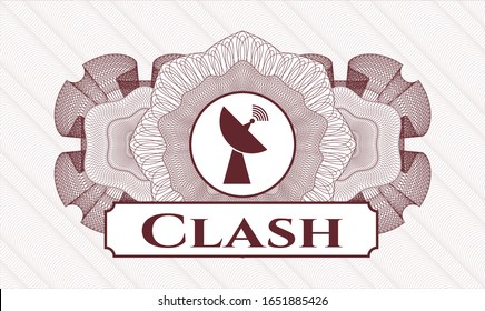Red passport style rosette with radar icon and Clash text inside