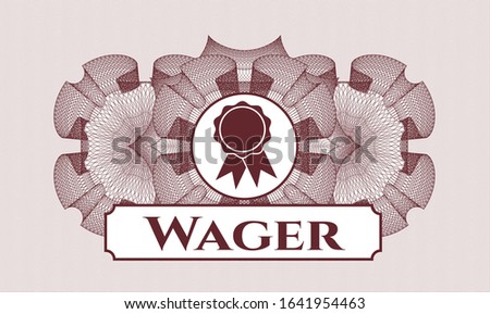 Red passport style rosette with ribbon icon and Wager text inside