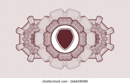 Red passport style rosette with shield icon inside