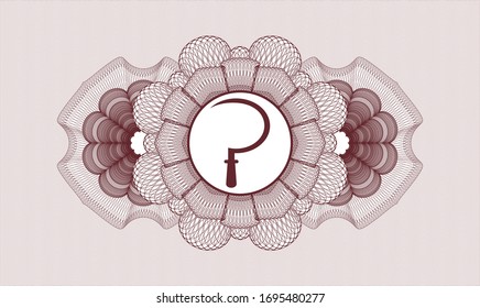 Red passport style rosette with sickle icon inside