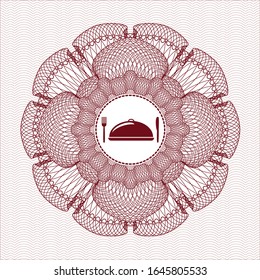 Red passport style rosette with special food icon inside