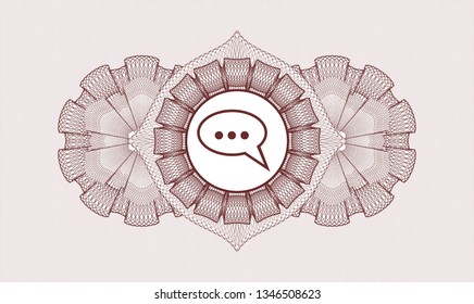 Red passport style rosette with speech bubble icon inside