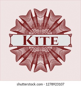 Red passport style rosette with text Kite inside