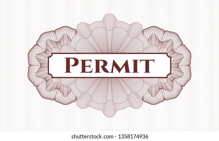 Red passport style rosette with text Permit inside