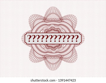 Red passport style rosette with text Question Mark inside