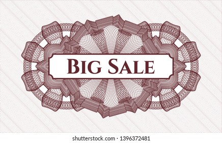 Red passport style rosette with text Big Sale inside
