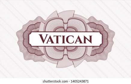 Red passport style rosette with text Vatican inside