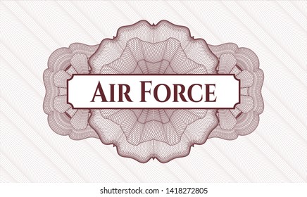 Red passport style rosette with text Air Force inside