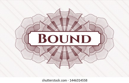 Red passport style rosette with text Bound inside