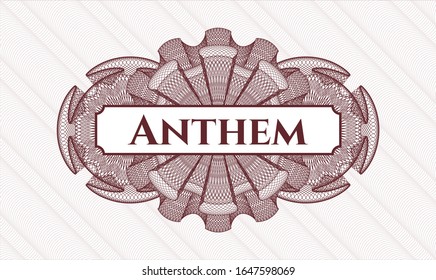 Rosette im Roten Reisepass mit Text Anthem im Inneren