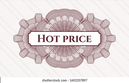 Rosette estilo pasaporte rojo con texto Precio caliente dentro