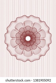 Red passport style rosette. Vector Illustration. Detailed.