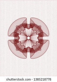 Red passport style rosette. Vector Illustration. Detailed.