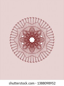 Red passport style rosette. Vector Illustration. Detailed.