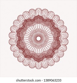 Red passport style rosette. Vector Illustration. Detailed.