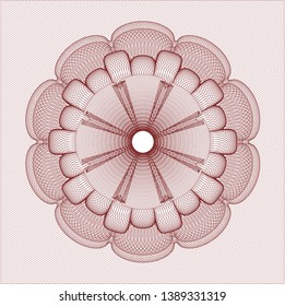 Red passport style rosette. Vector Illustration. Detailed.
