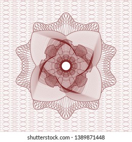 Red passport style rosette. Vector Illustration. Detailed.