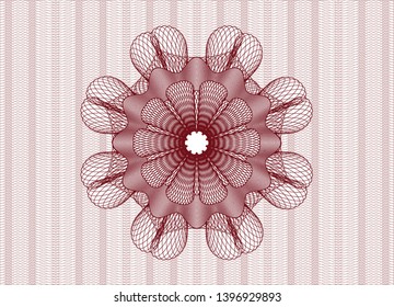 Red passport style rosette. Vector Illustration. Detailed.