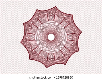 Red passport style rosette. Vector Illustration. Detailed.