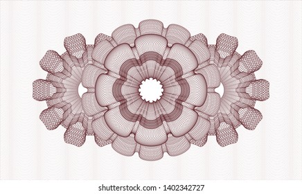 Red passport style rosette. Vector Illustration. Detailed.