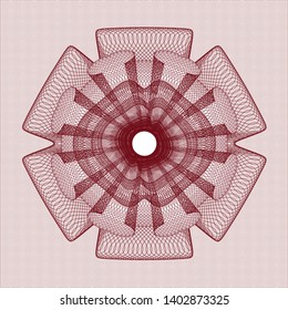 Red passport style rosette. Vector Illustration. Detailed.
