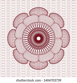 Red passport style rosette. Vector Illustration. Detailed.