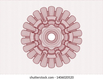 Red passport style rosette. Vector Illustration. Detailed.