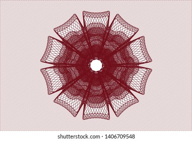 Red passport style rosette. Vector Illustration. Detailed.
