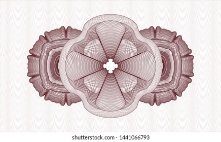 Red passport style rosette. Vector Illustration. Detailed.