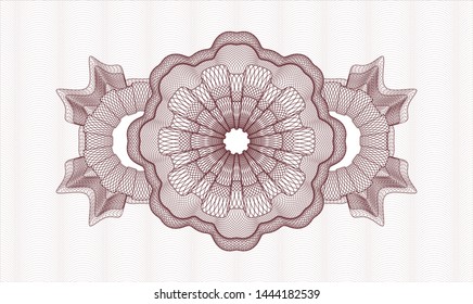 Red passport style rosette. Vector Illustration. Detailed.