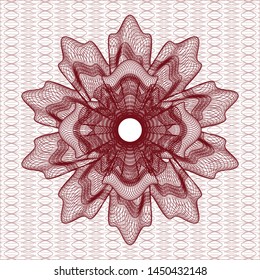Red passport style rosette. Vector Illustration. Detailed.