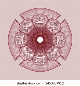 Red passport style rosette. Vector Illustration. Detailed.