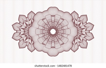 Red passport style rosette. Vector Illustration. Detailed.