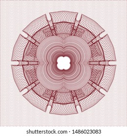 Red passport style rosette. Vector Illustration. Detailed.