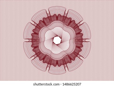 Red passport style rosette. Vector Illustration. Detailed.