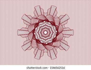 Red passport style rosette. Vector Illustration. Detailed.