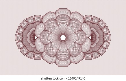 Red passport style rosette. Vector Illustration. Detailed.
