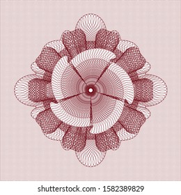 Red passport style rosette. Vector Illustration. Detailed.
